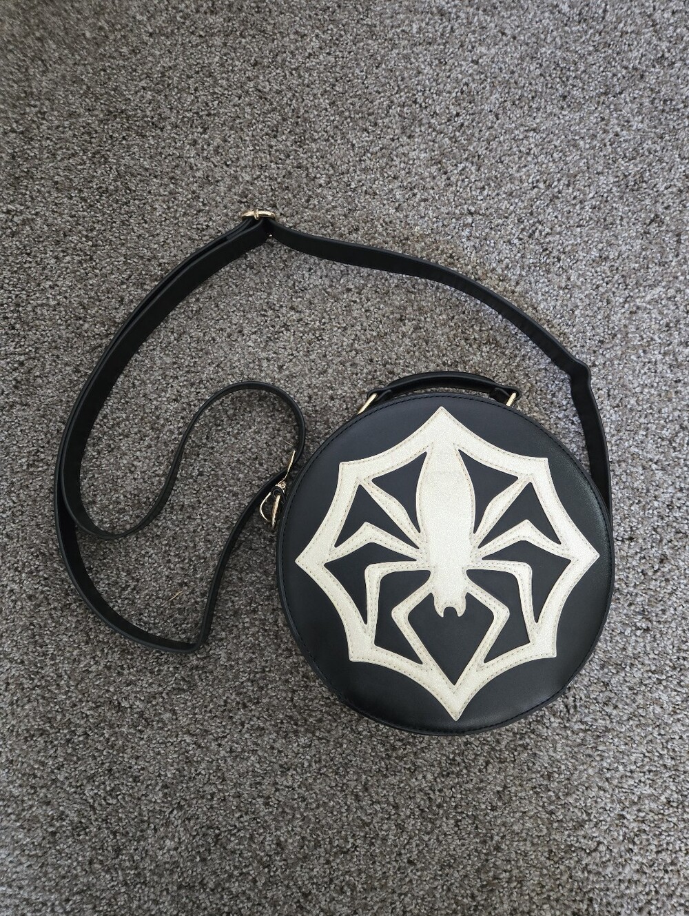 Backstitch Bruja Spider Crossbody Bag Black Faux Leather